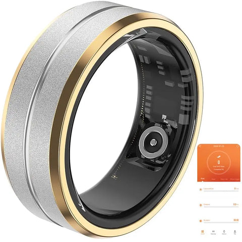Smart Ring Health Tracker - Fitness Sleep Heart Rate Blood Oxygen Tracker Smart Ring for Men and Women,IP68 Waterproof Level Blu
