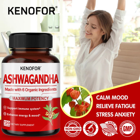Organic Ashwagandha Capsules - with St. John's Wort - Increases Strength, Focus, Mood, Sleep, Energy, Immune Support Supplement