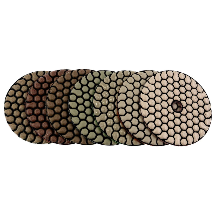 RIJILEI 7 Pieces/Lot 4 Inch /100mm Dry Polishing Pads Granite and Marble or Honeycomb Diamond Flexible Grinding Discs 4GM