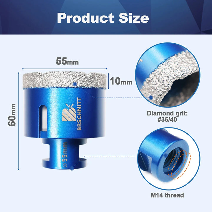 BRSCHNIT Diamond Drill Core Bit Drill 6-150mm 1Pc Diamond Drill Bit Hole Saw for Granite Porcelain Ceramic Drill Tile Cutter