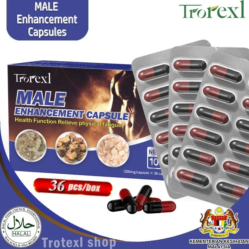 Male Enhancing Supplement with Epimedium - Muscle Builder Enlargement Pills - Natural Test Booster