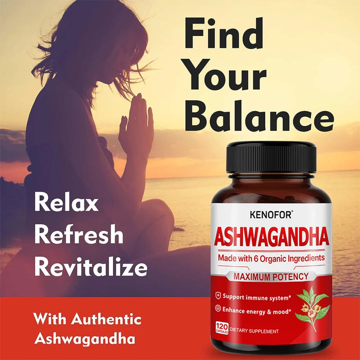 Organic Ashwagandha Capsules - with St. John's Wort - Increases Strength, Focus, Mood, Sleep, Energy, Immune Support Supplement