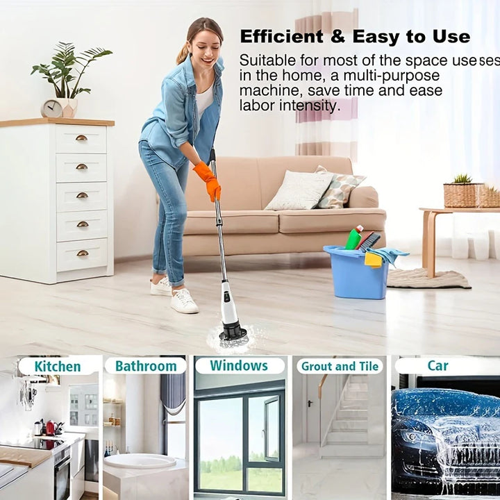 6-in-1 Electric Cleaning Brush Spin Cleaning Scrubber Electric Cleaning Tools Parlour Kitchen Bathroom Windows Car Clean Gadgets