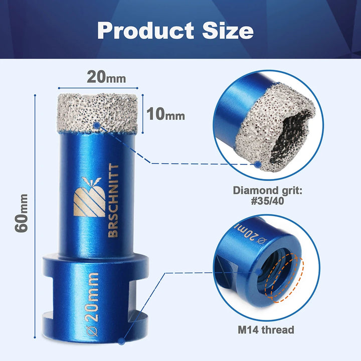 BRSCHNIT Diamond Drill Core Bit Drill 6-150mm 1Pc Diamond Drill Bit Hole Saw for Granite Porcelain Ceramic Drill Tile Cutter