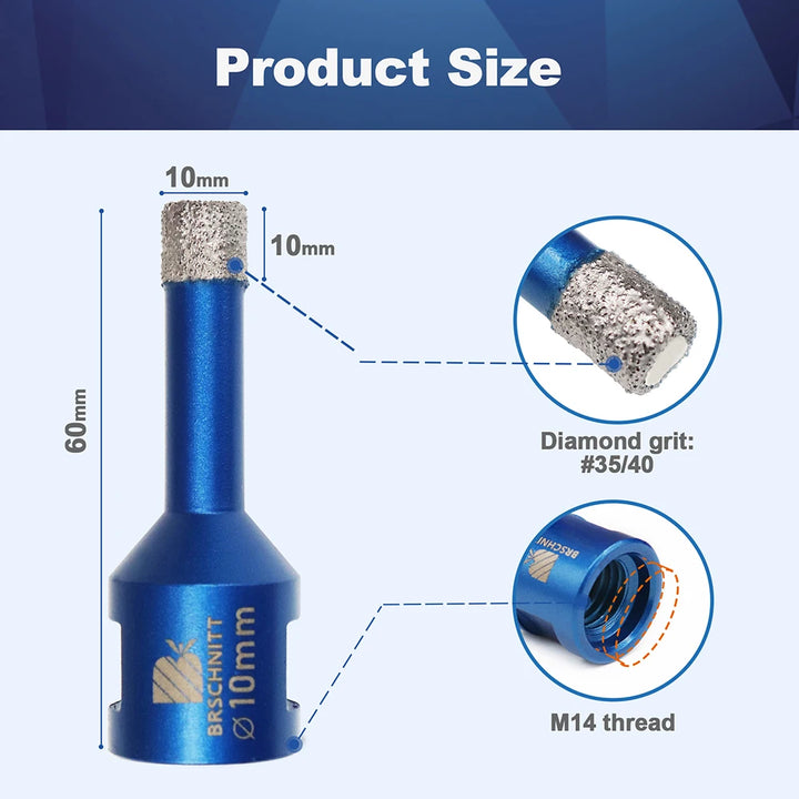 BRSCHNIT Diamond Drill Core Bit Drill 6-150mm 1Pc Diamond Drill Bit Hole Saw for Granite Porcelain Ceramic Drill Tile Cutter