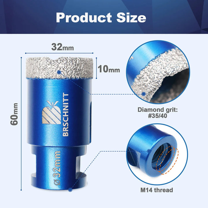 BRSCHNIT Diamond Drill Core Bit Drill 6-150mm 1Pc Diamond Drill Bit Hole Saw for Granite Porcelain Ceramic Drill Tile Cutter
