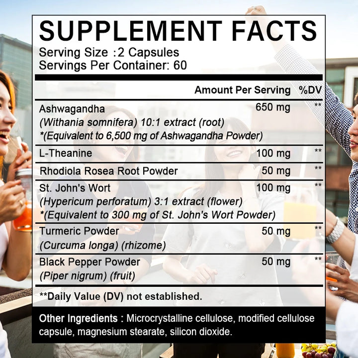 Organic Ashwagandha Capsules - with St. John's Wort - Increases Strength, Focus, Mood, Sleep, Energy, Immune Support Supplement