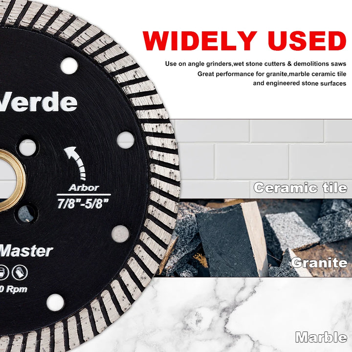 Casaverde 125/180/230mm Diamond Turbo Cutting Blade Granite Cutting Disc For Granite Marble Pavers Concrete Ceramic Dry Cutting