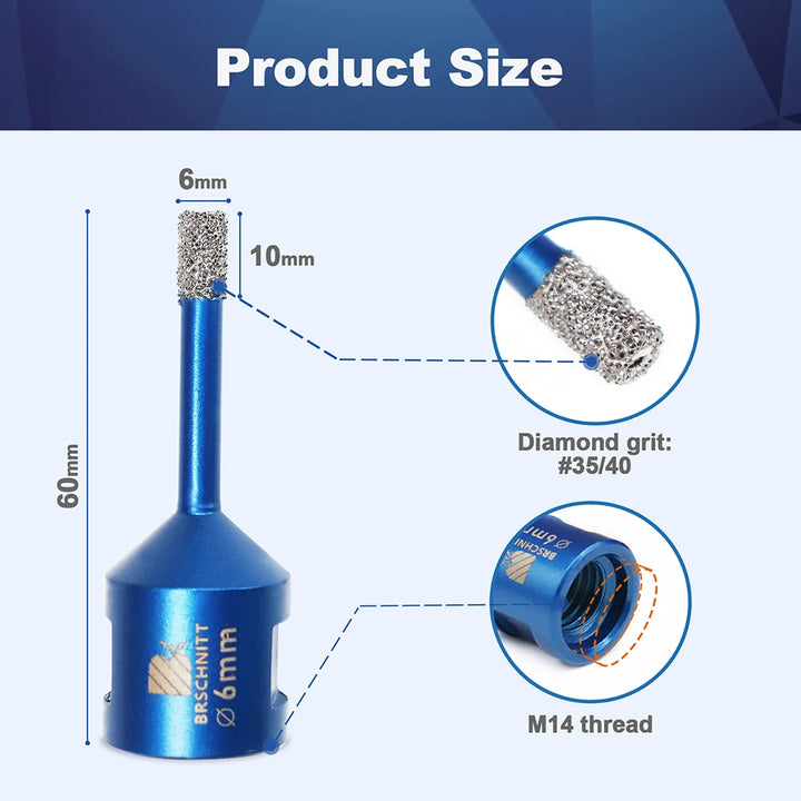 BRSCHNIT Diamond Drill Core Bit Drill 6-150mm 1Pc Diamond Drill Bit Hole Saw for Granite Porcelain Ceramic Drill Tile Cutter
