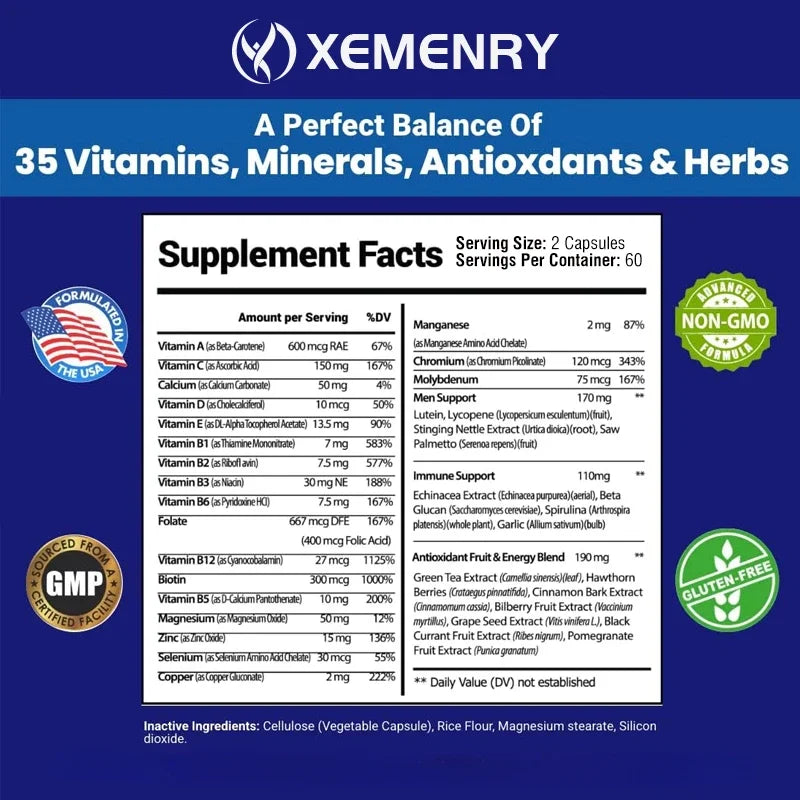 Men's Daily Multivitamin - for Immunity, Energy, Digestion, Skin, and Overall HealthSupplements