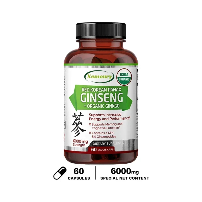 Pure Red Ginseng Extract - Energy Booster Natural Endurance Supplement for Performance, Focus, Vitality and Immune Support