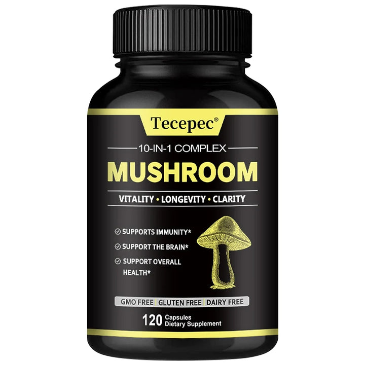 10X Mushroom Supplement - Helps Improve Focus and Memory and Reduce Brain Fog, Relieves Stress, and Increases Energy Levels