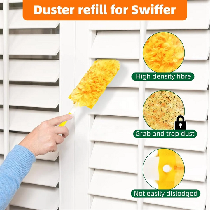 New 30 Pack 360 Dusters Refills for Swiffer Dusters, Duty Duster Kit Disposable Dusters Refills with 1 Handle Orange Yellow