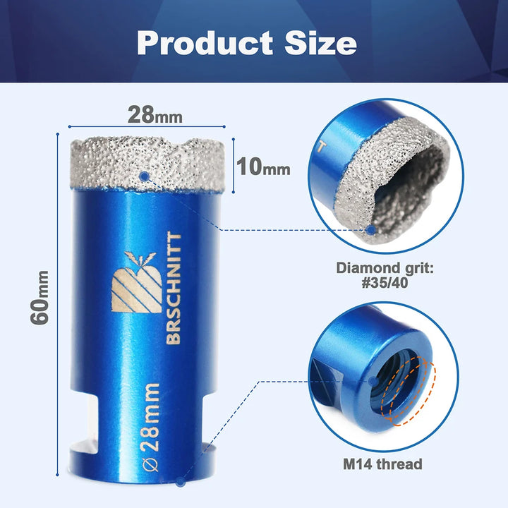 BRSCHNIT Diamond Drill Core Bit Drill 6-150mm 1Pc Diamond Drill Bit Hole Saw for Granite Porcelain Ceramic Drill Tile Cutter