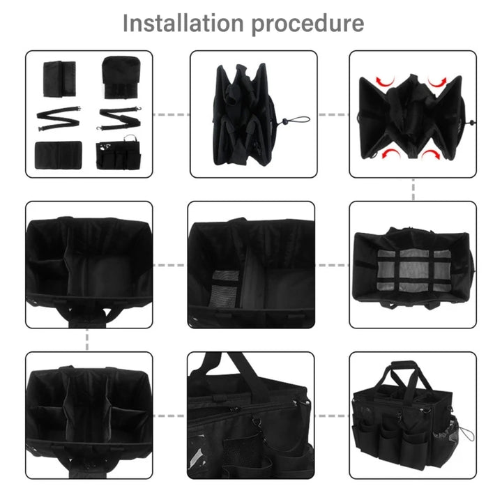 Cleaning Supply Storage Utility Organizers with Compartments, Detailing Bag, Adjustable Shoulder Strap, Home Auto Care