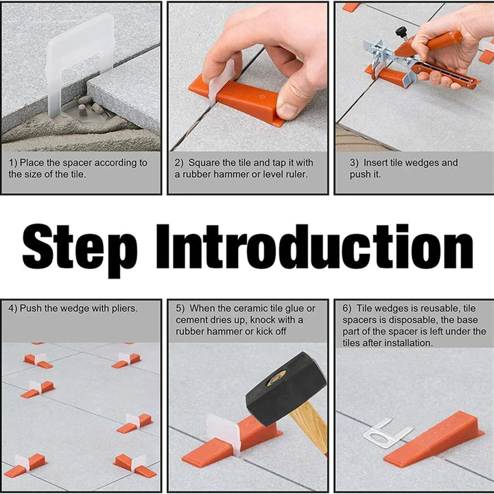 100-1500pcs Ceramic Tile Leveling System Clips Spacers Straps Kit Set For Tile Laying Floor Wall Construction Tools Building