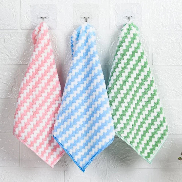 Microfiber Cleaning Cloth Velvet Thickened Dishcloths High Absorbent Scouring Kitchen Washing Dish Rags Household Wipe Towels