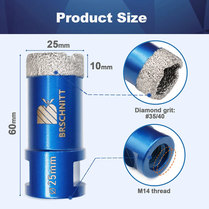 BRSCHNIT Diamond Drill Core Bit Drill 6-150mm 1Pc Diamond Drill Bit Hole Saw for Granite Porcelain Ceramic Drill Tile Cutter