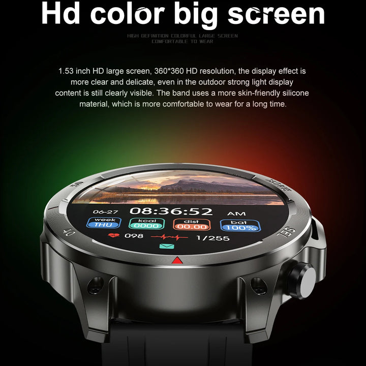 New high-end men's smart Bluetooth call smartwatch IP67 GPS sports fitness 410mAh large battery with flashlight smartwatch 2024