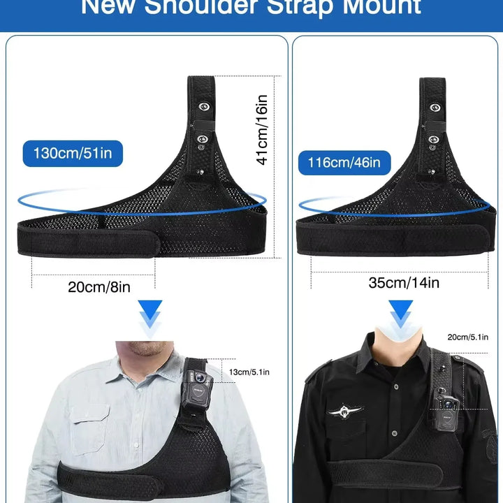 BOBLOV Body Camera Chest Vest Durable Shoulder Single Vest for All Body Camcorder Velcro Wearing Bodycam Belt Cam Shoulder Strap