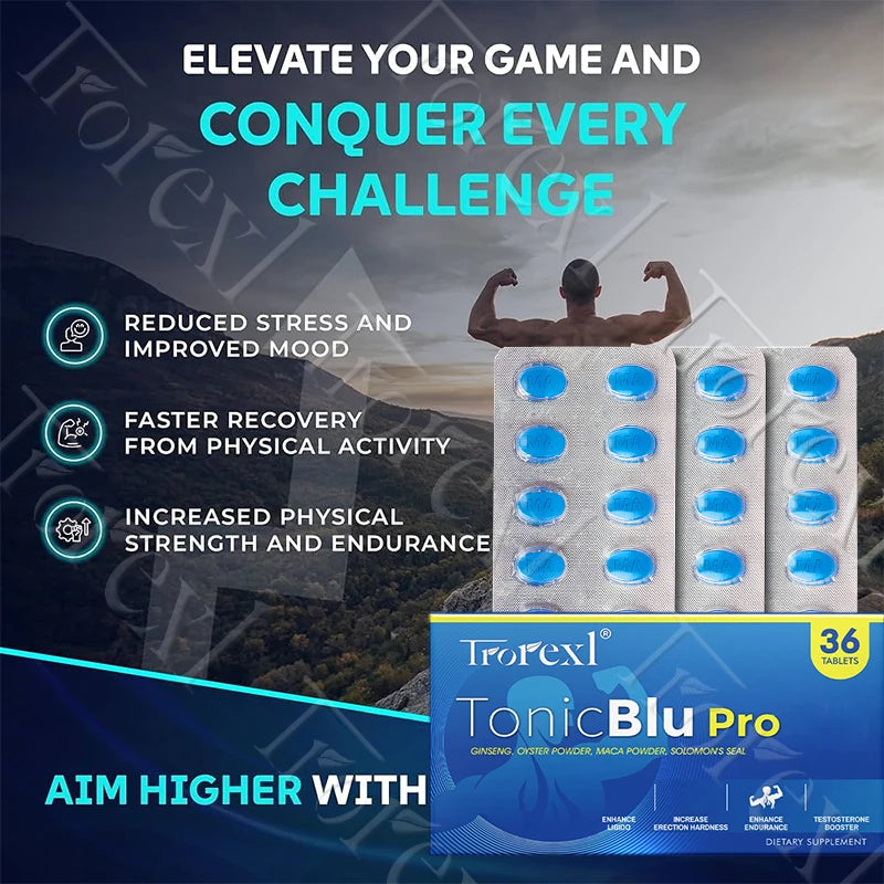 Natural Oyster & Ginseng Blue Pills Male Enhancing Supplement Support Energy & Stamina 36-360 Tablets