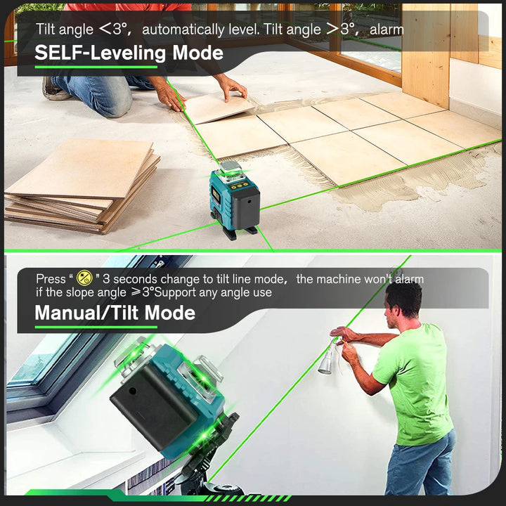 HGLINE 16 Lines 4D Laser Level APP Remote Control Self-Leveling 360° Horizontal Vertical Super Power Green Line Laser Level