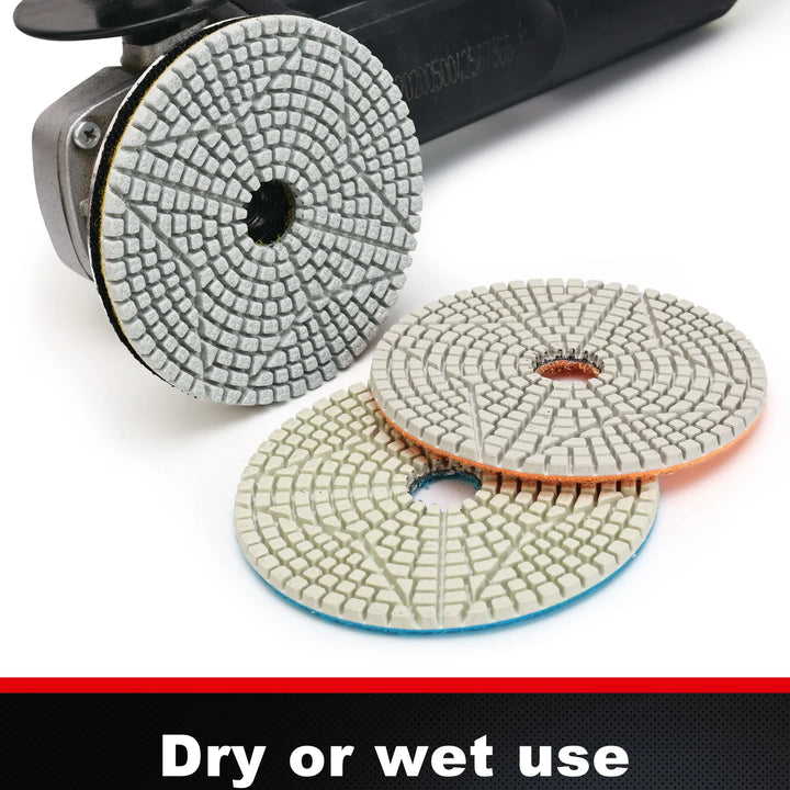 Panfreet 4" 3 Step Granite Diamond Polishing Pads Dry and Wet Polish Disc for Sanding Marble Granite Concrete Abrasive Grinding