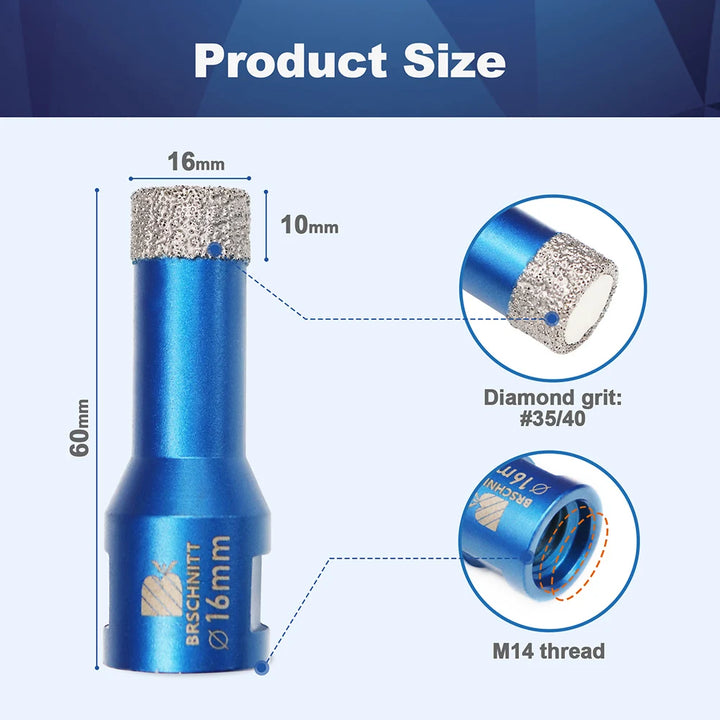 BRSCHNIT Diamond Drill Core Bit Drill 6-150mm 1Pc Diamond Drill Bit Hole Saw for Granite Porcelain Ceramic Drill Tile Cutter