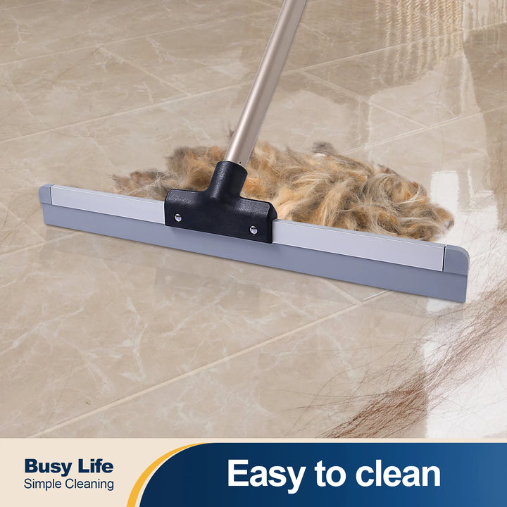 55" Floor Squeegee Scrubber Broom Rubber TPR Blade Telescopic Pole Heavy Duty Household Broom for Marble Glass Tile Cleaning