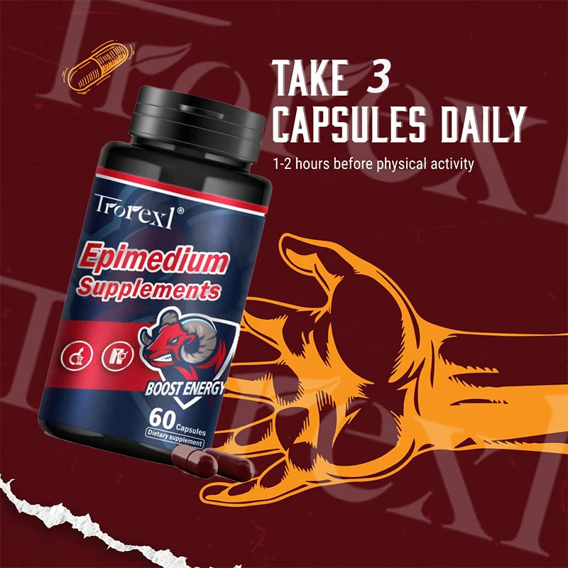 Herb Epimedium Capsules, Male Enhancing Supplement,Test Booster for Men Performance - Drive, Strength, Stamina Growth