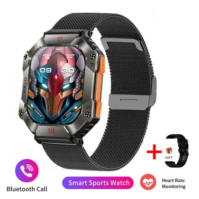 Men Smart Watch For Android IOS Fitness Watches Ip68 Waterproof Military Healthy Monitor AI Voice Bluetooth Call Smartwatch 2023