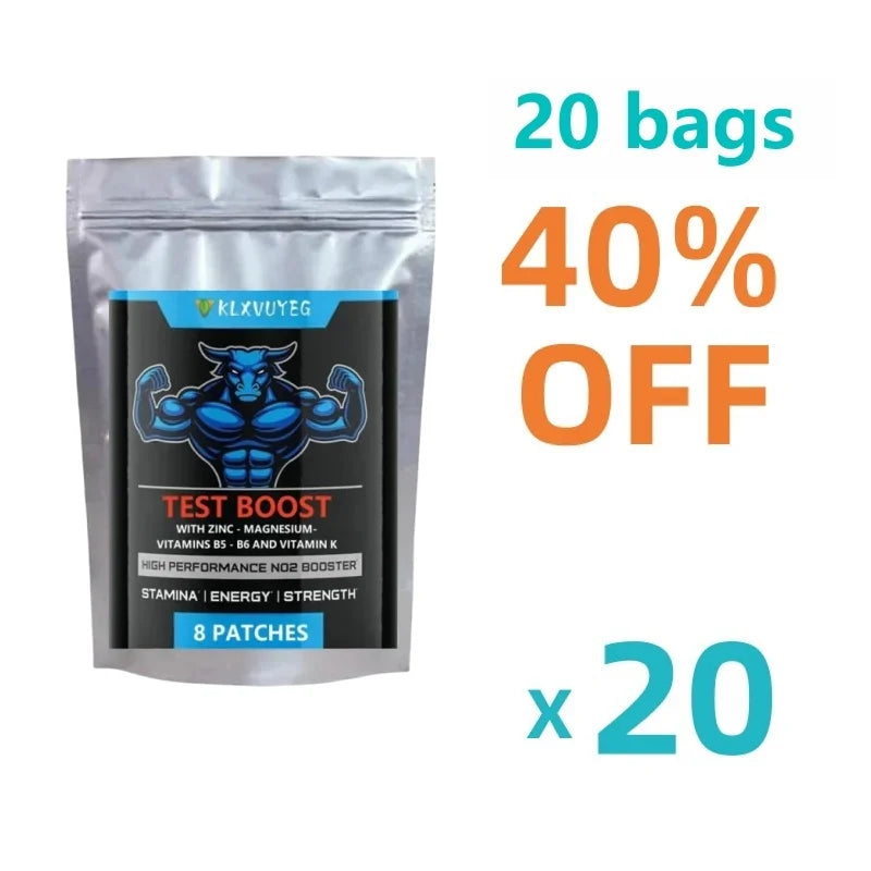 Testosterone Booster Transdermal Patches for Men - Test Booster for Stamina, Endurance & Strength 32 Patches Two Months Supply