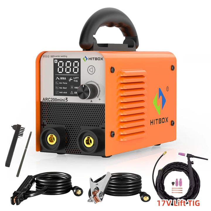 HITBOX ARC-200 2 in 1 MMA LIFT TIG Welding Machine Ultra Mini Solder Inverter LED Digital Display  IGBT Protable Home Welder
