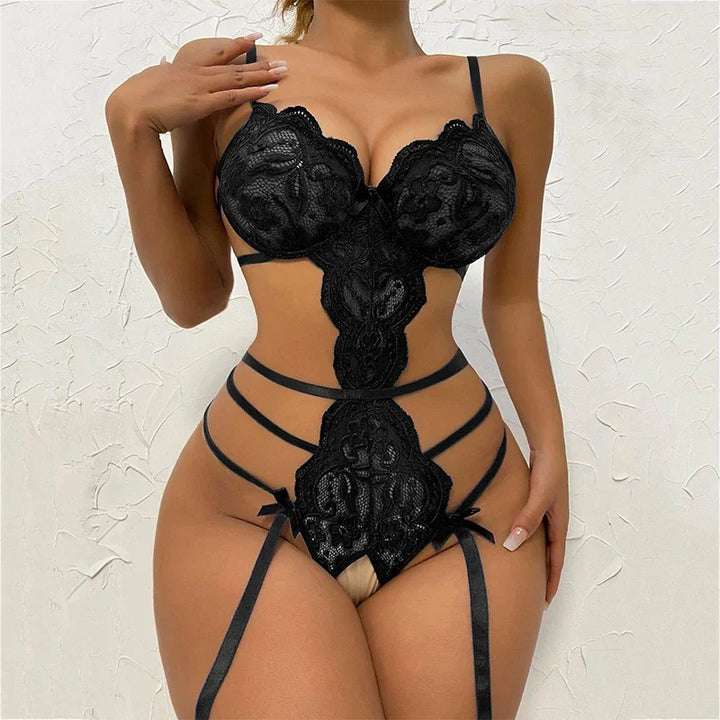 For Women Hot Erotic Transparent Body Sexy Tights Lingerie Underwear Sexy Costume Lace Open Crotch Lingerie Set Bodysuit