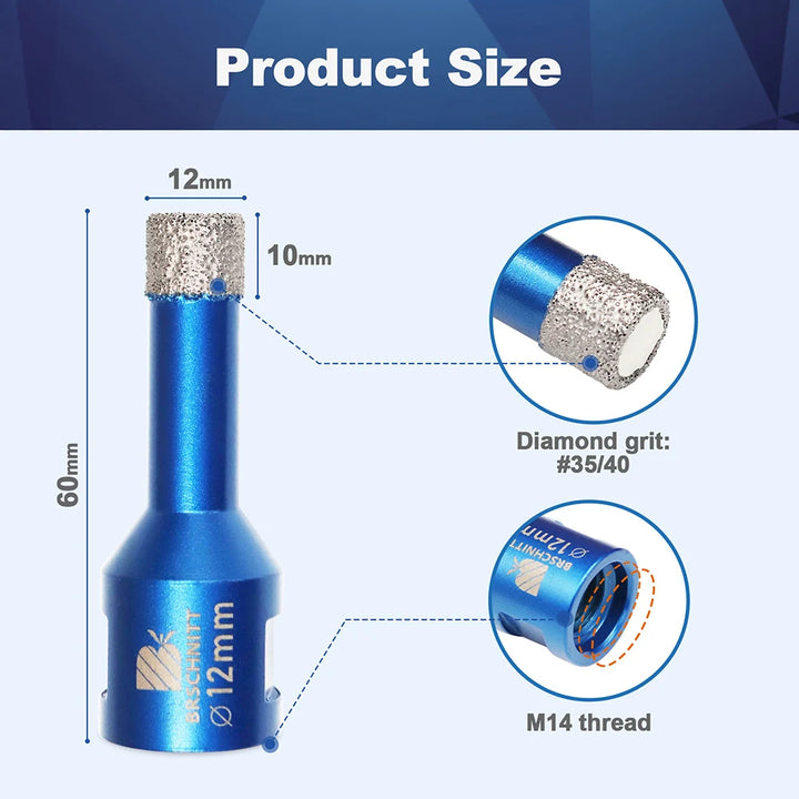 BRSCHNIT Diamond Drill Core Bit Drill 6-150mm 1Pc Diamond Drill Bit Hole Saw for Granite Porcelain Ceramic Drill Tile Cutter