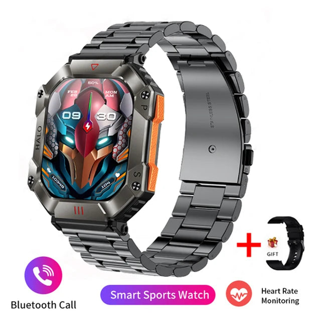 Men Smart Watch For Android IOS Fitness Watches Ip68 Waterproof Military Healthy Monitor AI Voice Bluetooth Call Smartwatch 2023