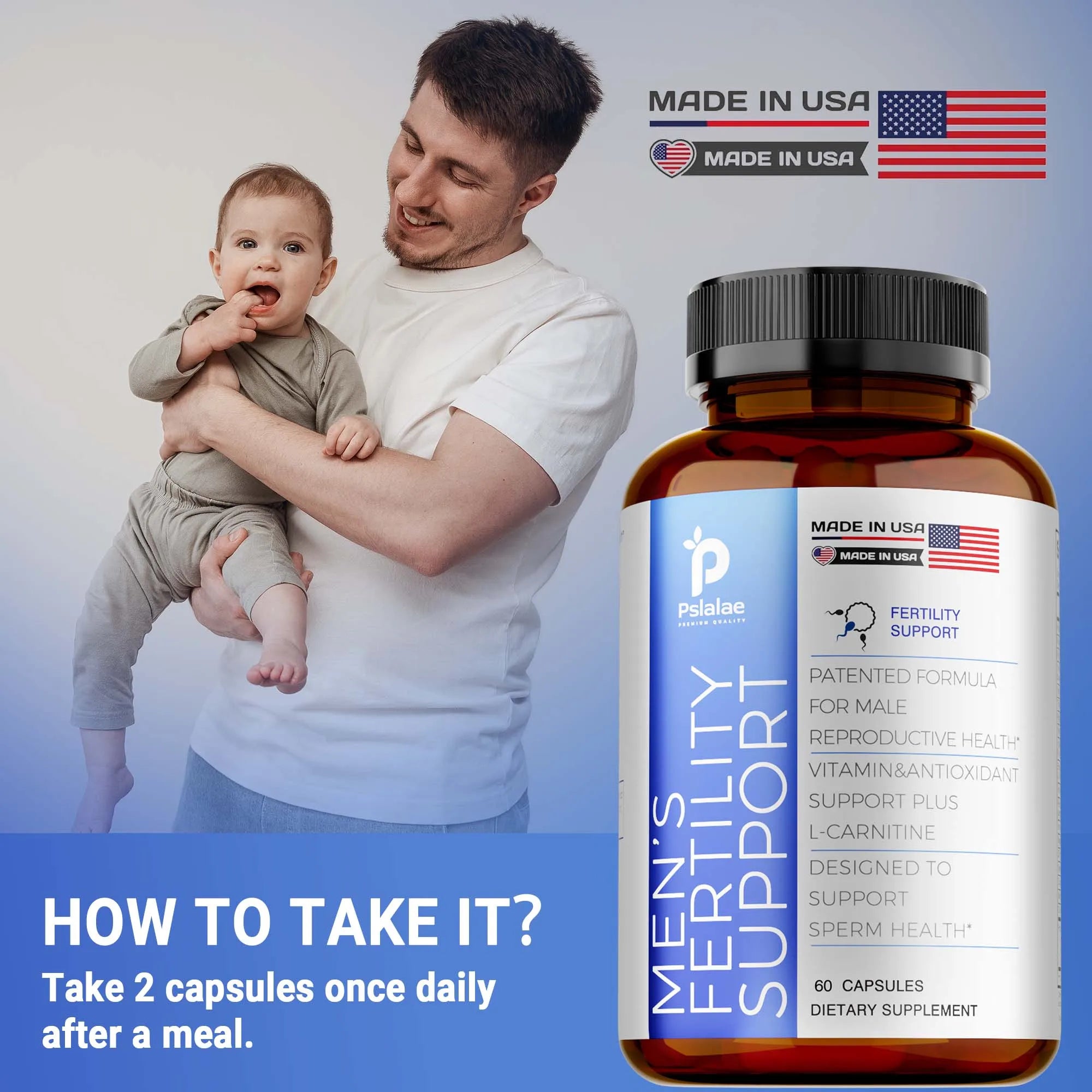 Male Fertility - Maintains Condition, Energy & Endurance, Boosts Strength - 60 Capsules