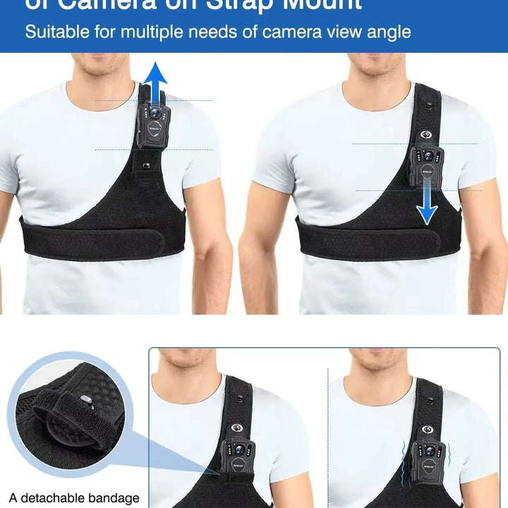 BOBLOV Body Camera Chest Vest Durable Shoulder Single Vest for All Body Camcorder Velcro Wearing Bodycam Belt Cam Shoulder Strap