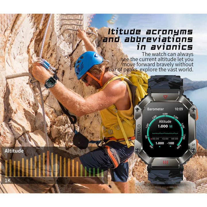 Men Smart Watch For Android IOS Fitness Watches Ip68 Waterproof Military Healthy Monitor AI Voice Bluetooth Call Smartwatch 2023