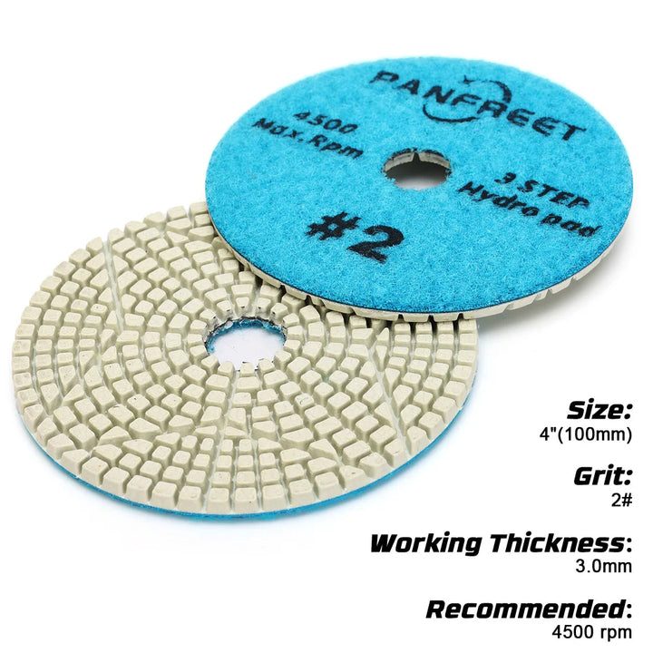 Panfreet 4" 3 Step Granite Diamond Polishing Pads Dry and Wet Polish Disc for Sanding Marble Granite Concrete Abrasive Grinding