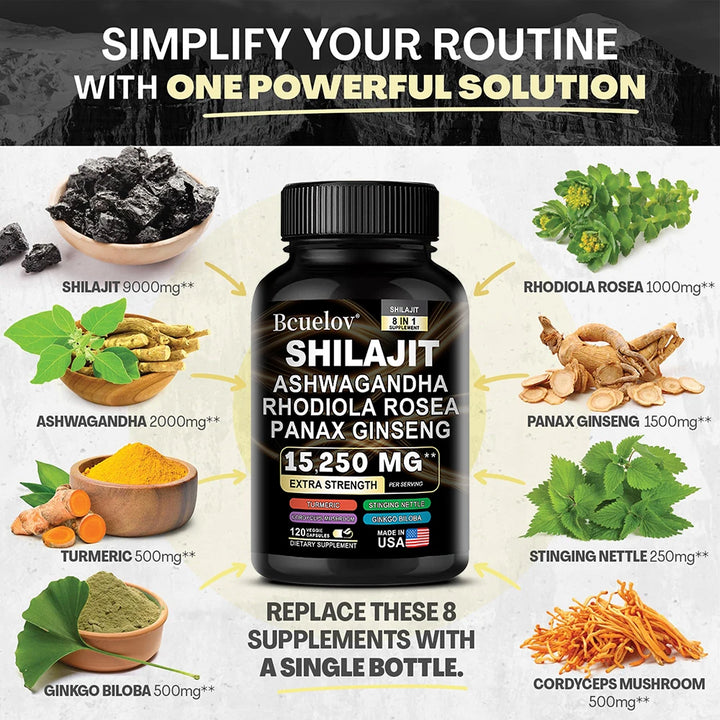Natural Rhodiola Rosea + Ginseng Extract Supplement, 1525 mg, Supports Whole Body Energy, Joint Health and Muscle Mass