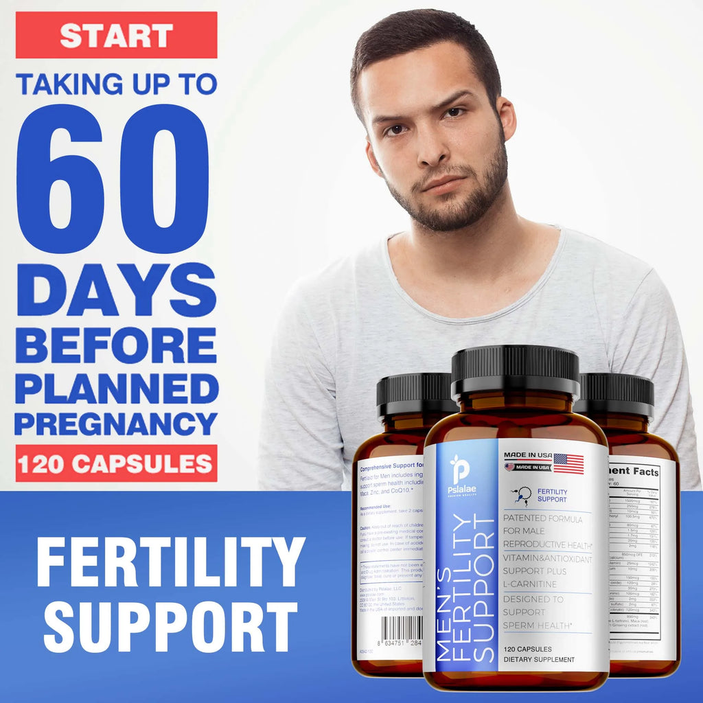 Men's Fertility Support, Ginseng, Multivitamins, Multiminerals, L-Carnitine, Maca, Niacin, Chromium - 120 Capsules