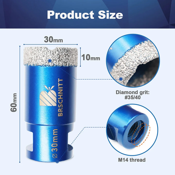 BRSCHNIT Diamond Drill Core Bit Drill 6-150mm 1Pc Diamond Drill Bit Hole Saw for Granite Porcelain Ceramic Drill Tile Cutter