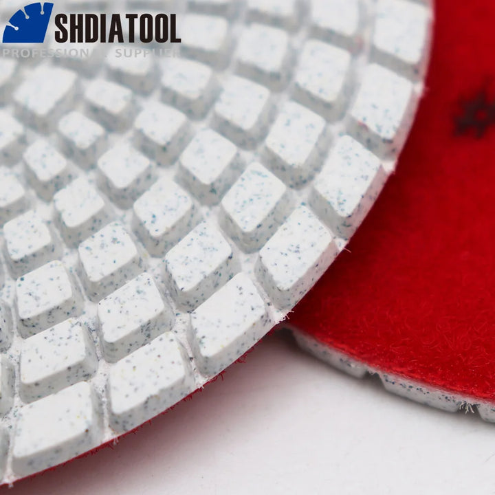 SHDIATOOL 8pcs 100mm Diamond Wet Flexible Polishing Grinding Pads Granite Marble White Resin Bond 4inch Sanding Discs M14 Backer