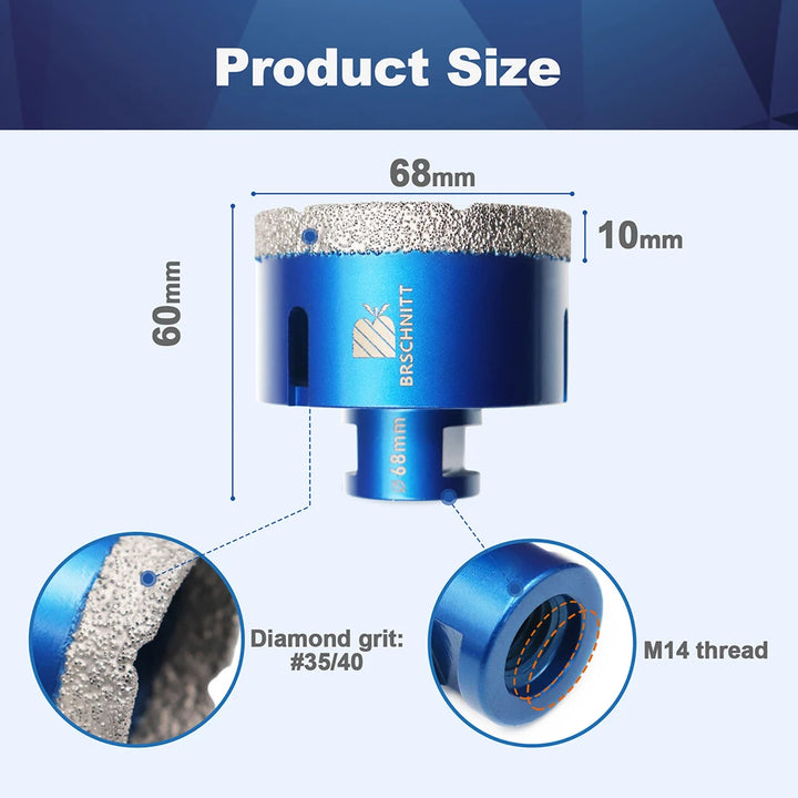 BRSCHNIT Diamond Drill Core Bit Drill 6-150mm 1Pc Diamond Drill Bit Hole Saw for Granite Porcelain Ceramic Drill Tile Cutter