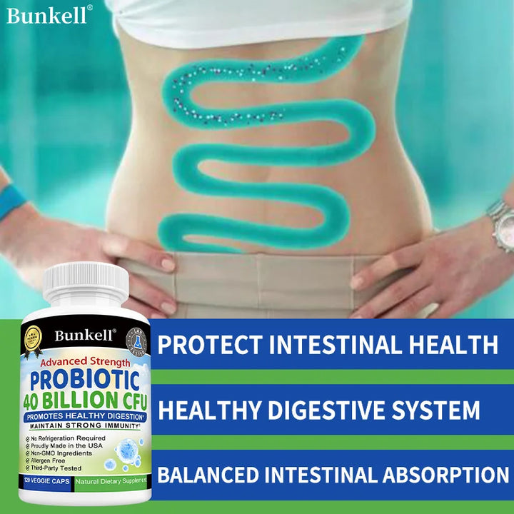 Advanced Strength Probiotics 40 Billion CFU - Promotes Digestive Health, Supports Immune System Gut Health, Non-GMO