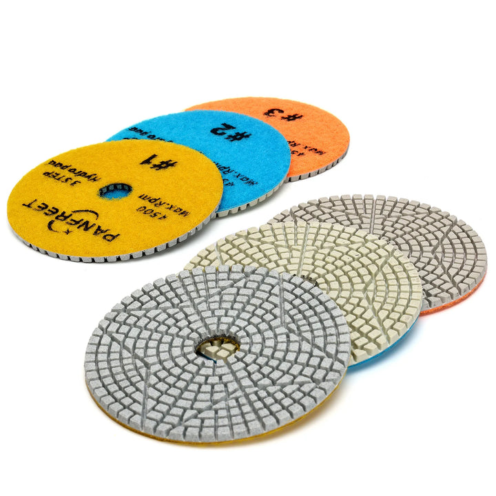 Panfreet 4" 3 Step Granite Diamond Polishing Pads Dry and Wet Polish Disc for Sanding Marble Granite Concrete Abrasive Grinding