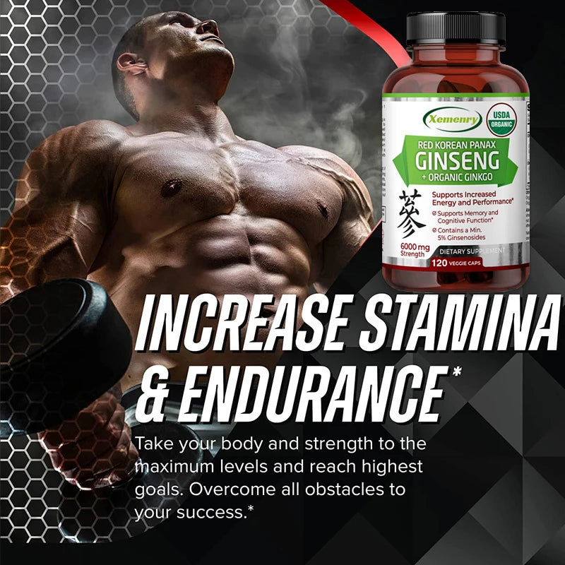 Pure Red Ginseng Extract - Energy Booster Natural Endurance Supplement for Performance, Focus, Vitality and Immune Support