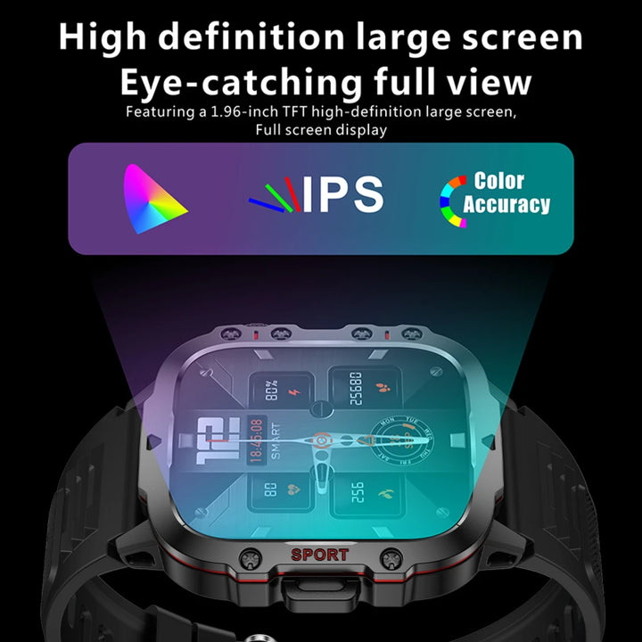 Smart Watch For Men, 1.96'' Large Touch Screen Smartwatch (Answer/Make Call), Fitness Watch Long Standby With 100+ Sports  Modes