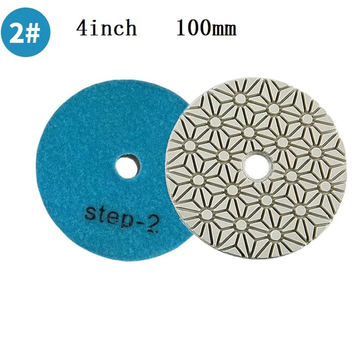 1pc 4 Inch Diamond Polishing Pad Grit 1/2/3 Dry/Wet 3 Step For Polishing Granite, Concrete, Stone And Marble Random Color